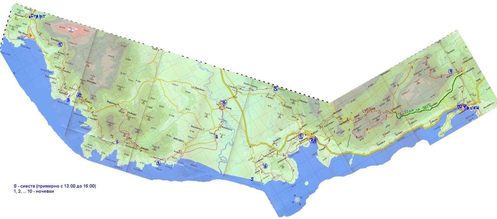 ликийская тропа в турции на карте маршрут